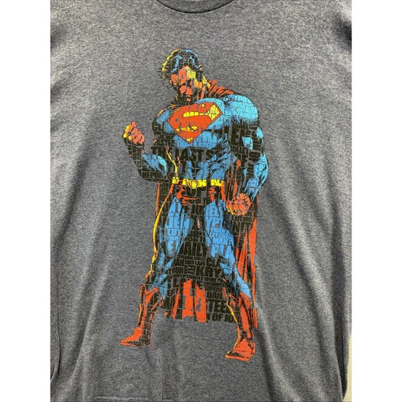 Superman And DC Comics Graphic Tee T-Shirt Men's Size XXL Gray Blue Crew Neck - Picture 2 of 10